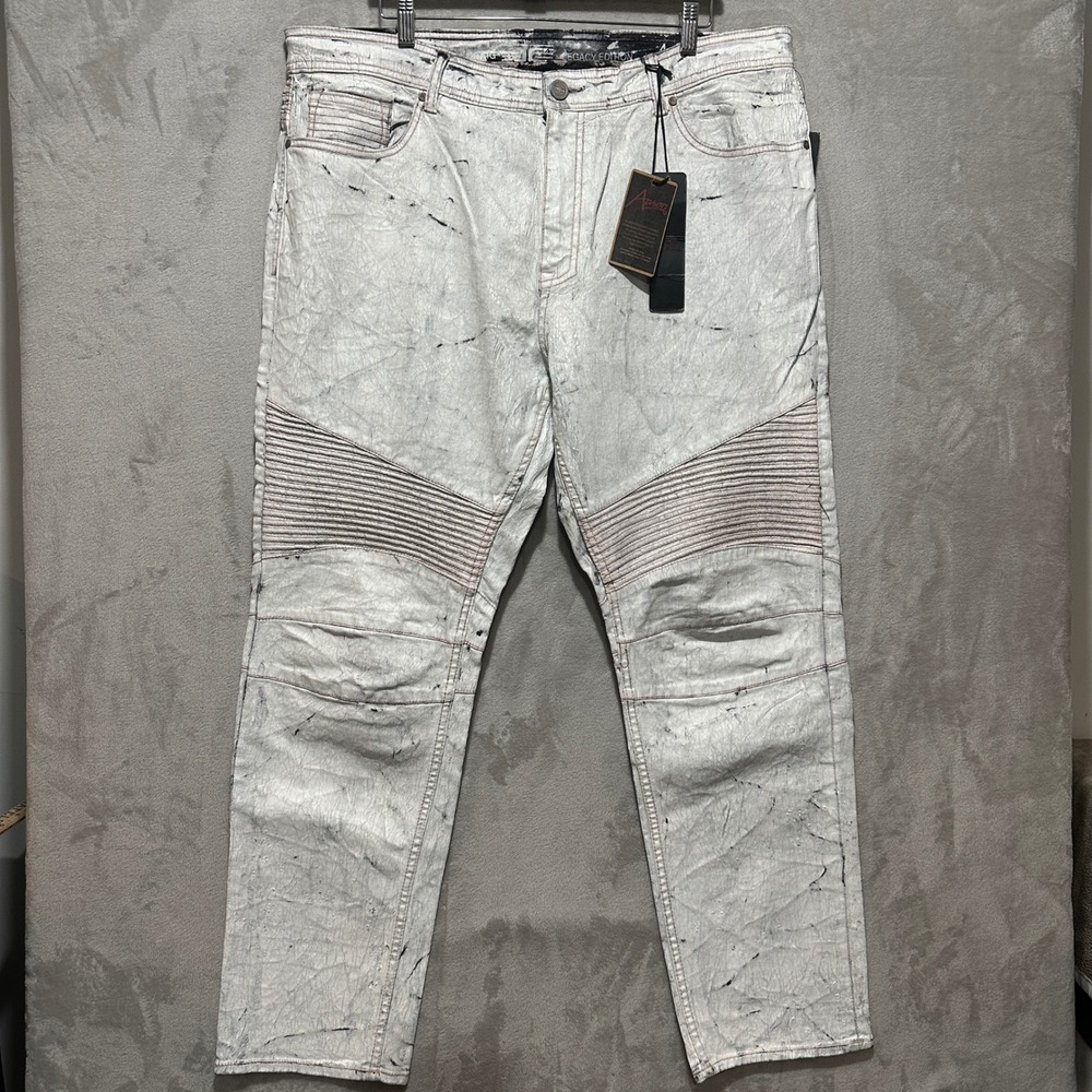 Jordan Craig Aaron Biker Jeans Destroyed White Mens 40 JM284 Legacy NWT